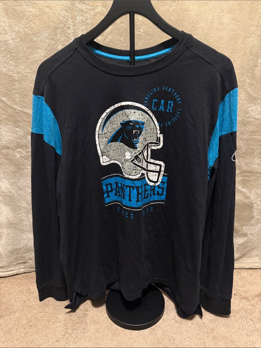 Nike Mens Black and Blue Panthers Long Sleeve Tee